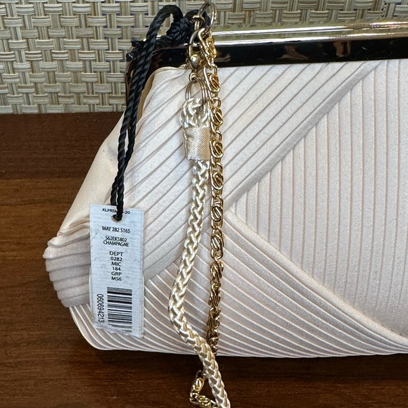 VTG 1980-90s Kate Landry Pleated Champagne Satin 3-Way Convertible Evening Bag - Picture 7 of 16